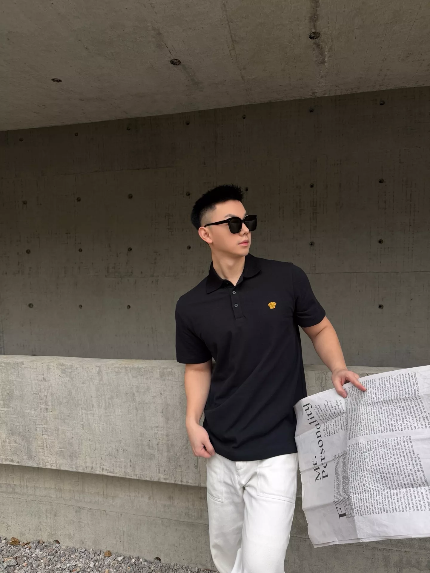 베르사체 메두사 자수 폴로 반소매 상의 상세 이미지 13