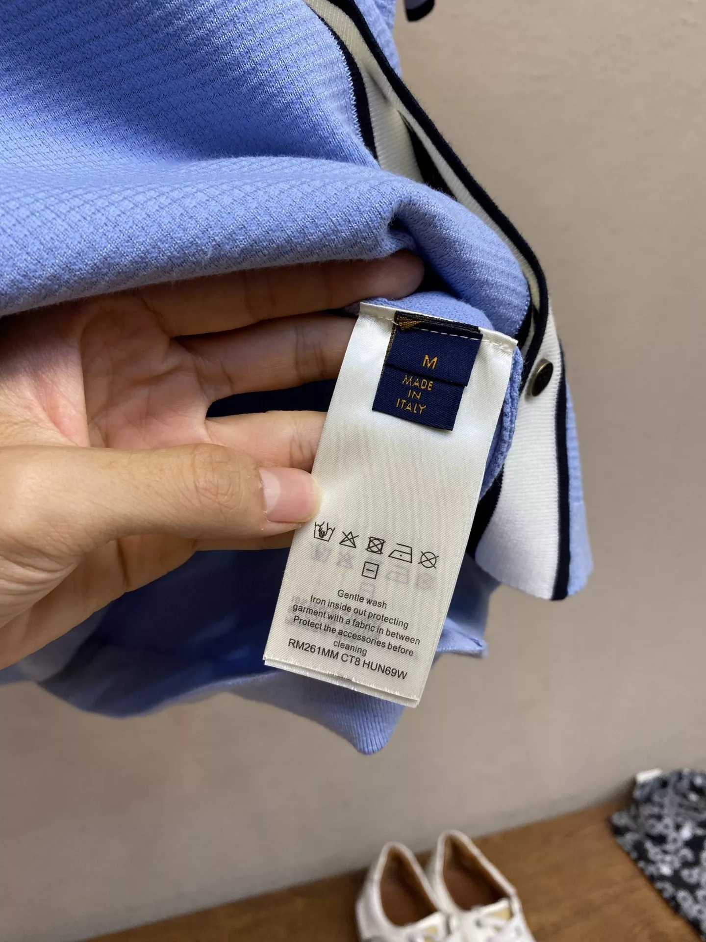 루이비통 와플 배색 포켓 자수 니트 가디건 상세 이미지 8