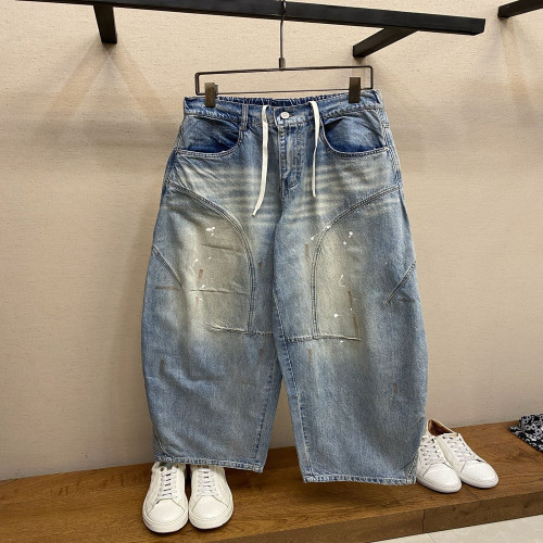 보테가베네타 워시드 페인트 벌룬 데님 팬츠