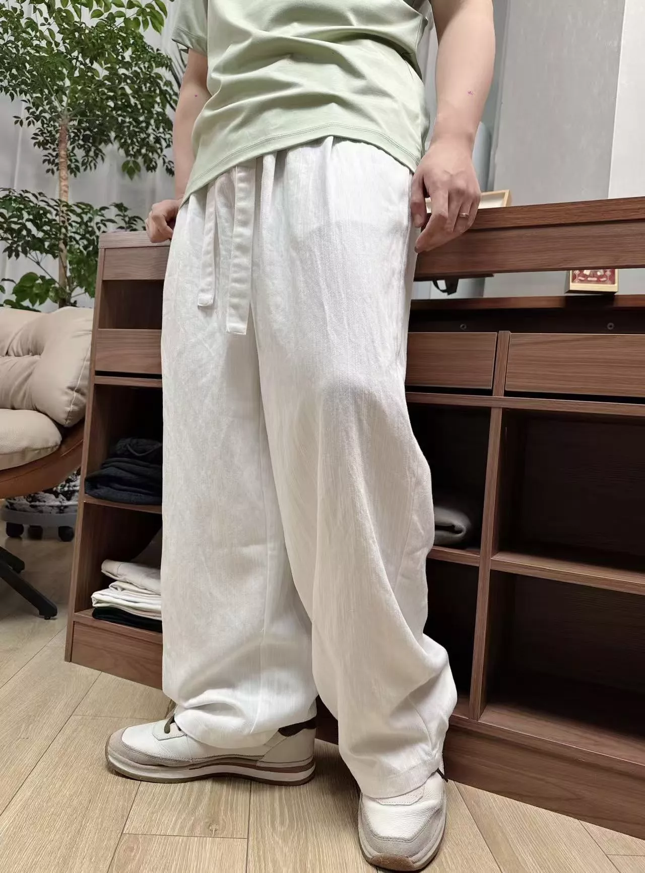 발렌티노 텐셀 혼방 와이드 밴딩 팬츠 상세 이미지 14