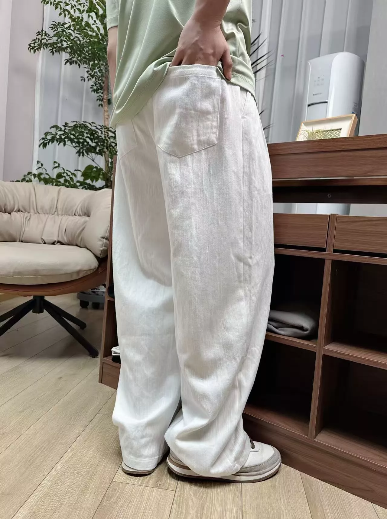 발렌티노 텐셀 혼방 와이드 밴딩 팬츠 상세 이미지 16