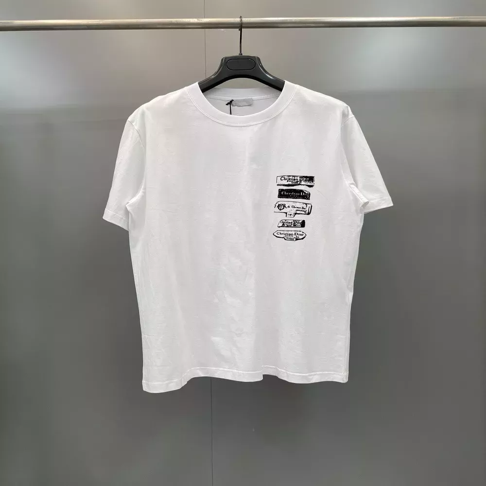 디올 아카이브 라벨 프린트 티셔츠