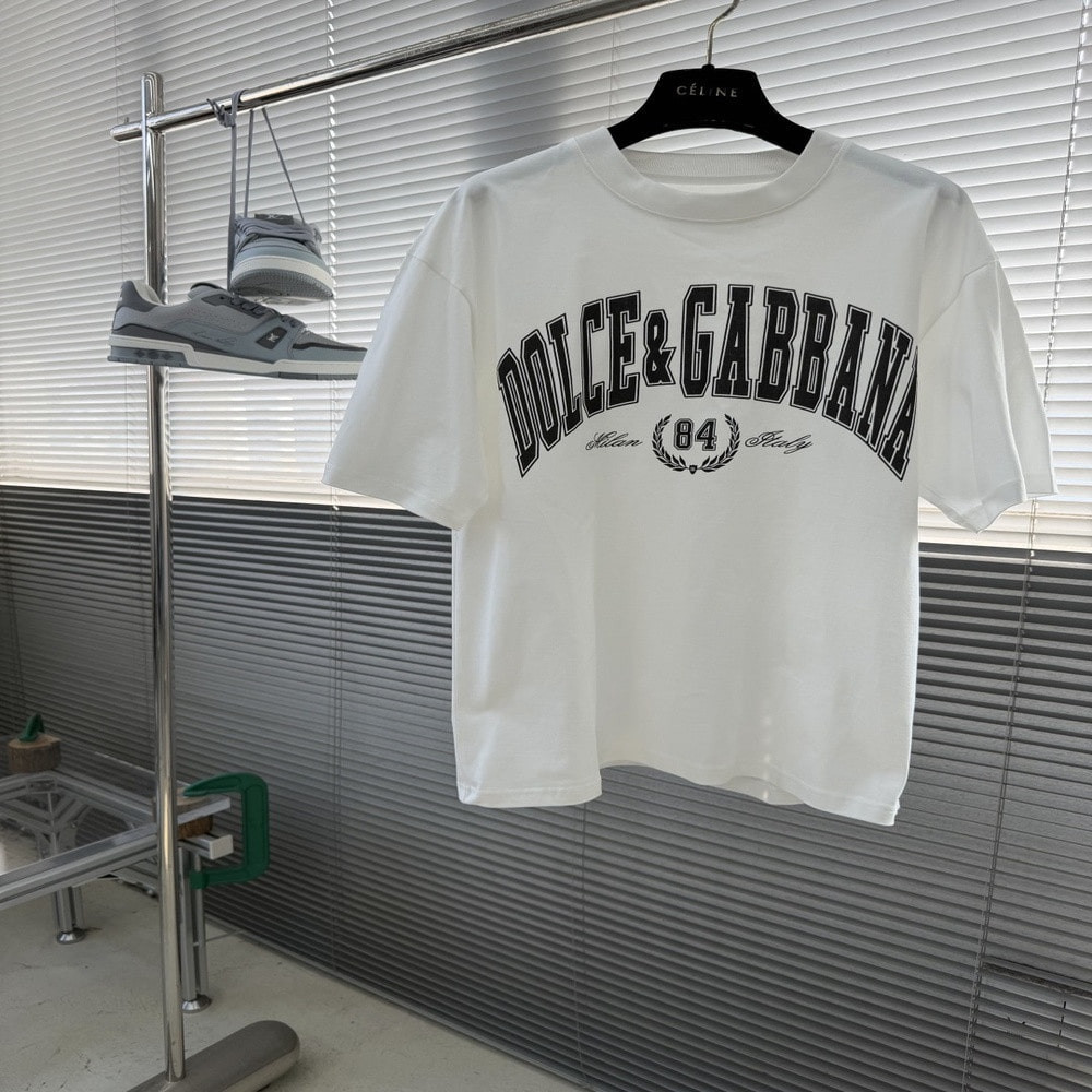 돌체앤가바나 로고 프린트 코튼 티셔츠