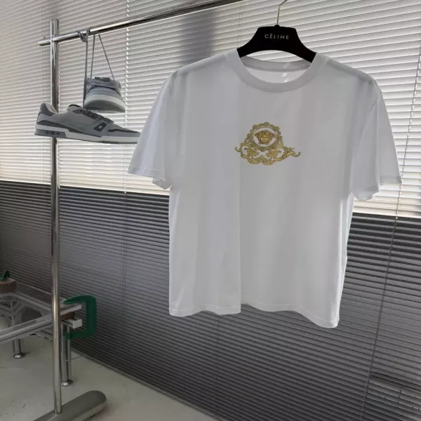 베르사체 프린트 디테일 코튼 티셔츠
