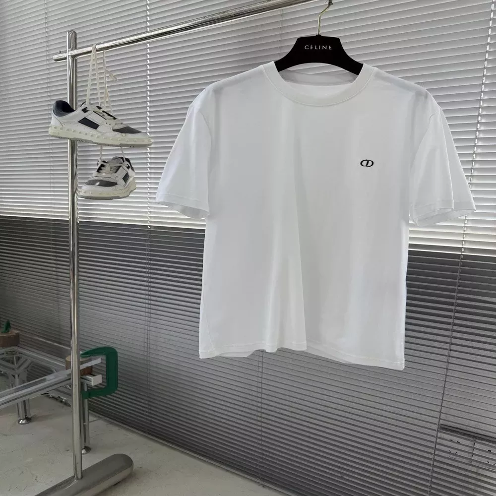디올 자수 포인트 코튼 티셔츠