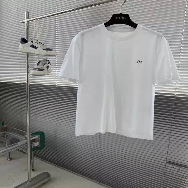 디올 자수 포인트 코튼 티셔츠