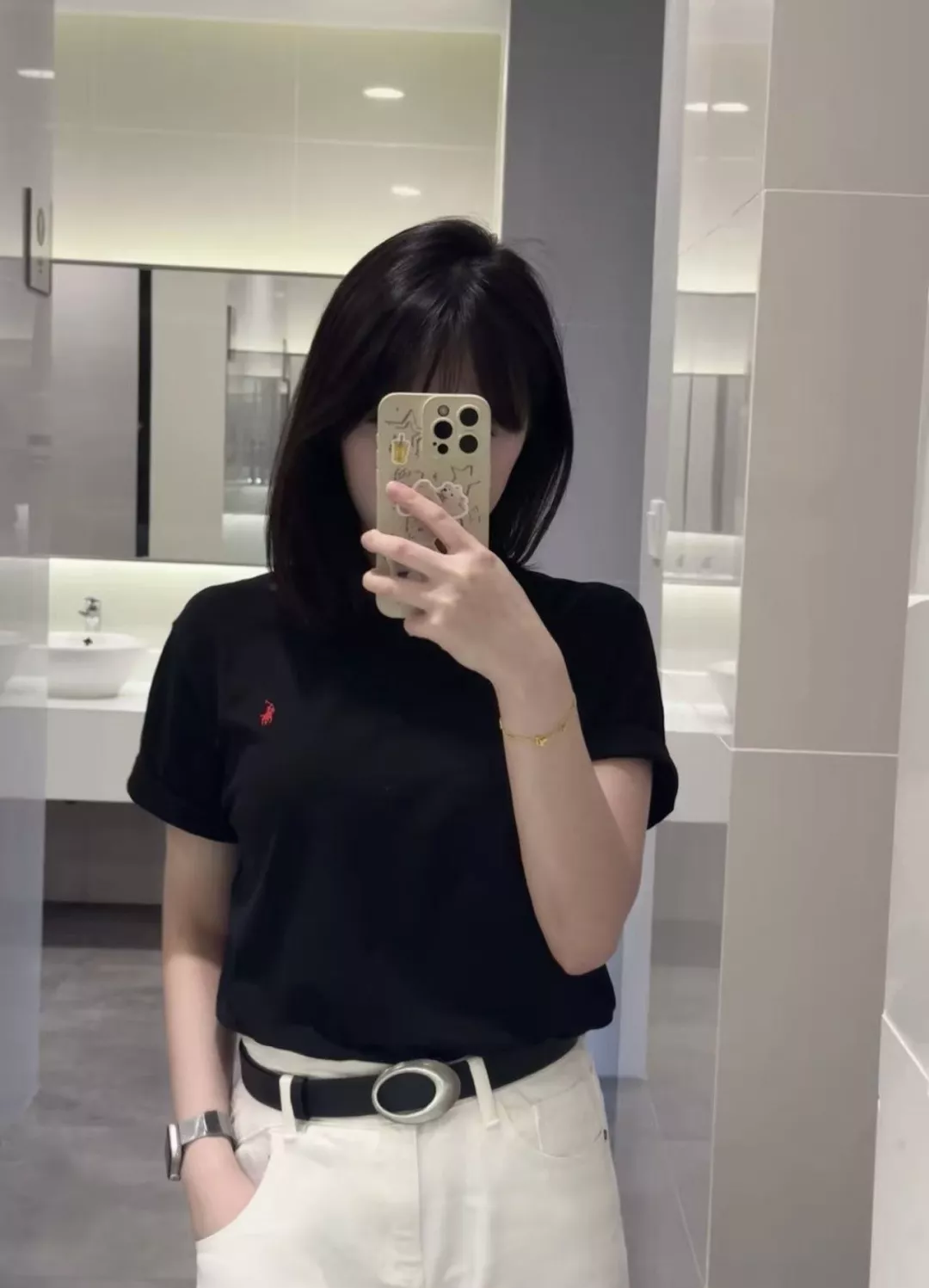 랄프로렌 로고 자수 코튼 반소매 탑 상세 이미지 14