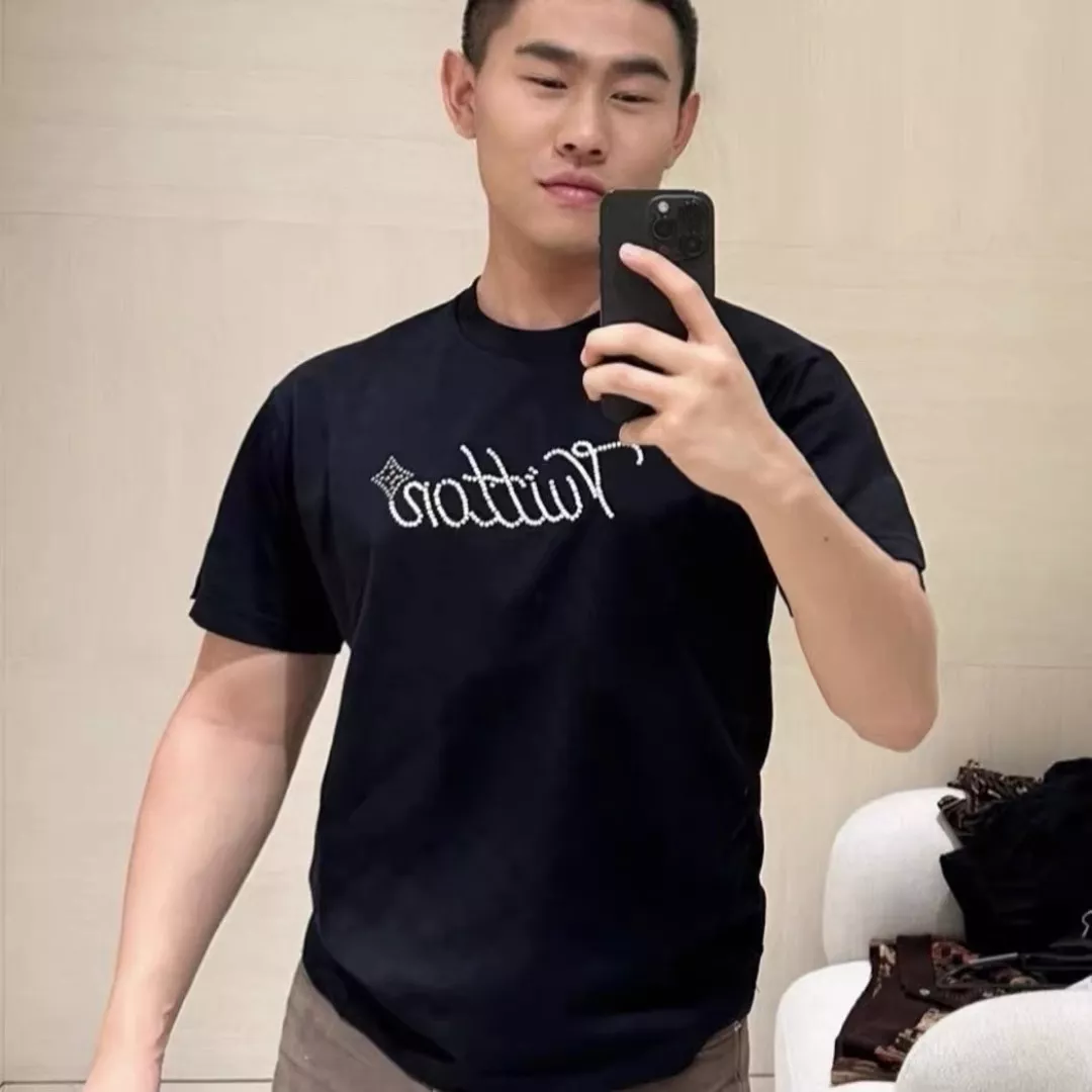 루이비통 체커보드 비즈 자수 반소매 상의 상세 이미지 13