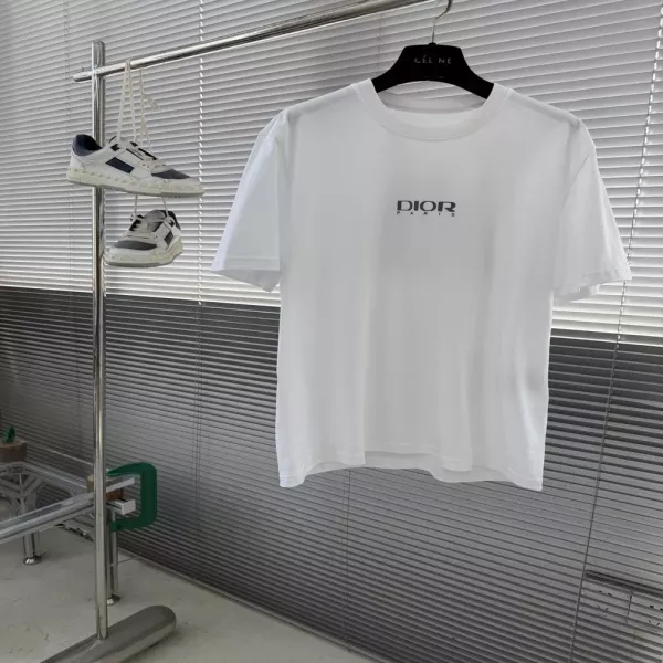 디올 로고 프린트 코튼 반소매 티셔츠