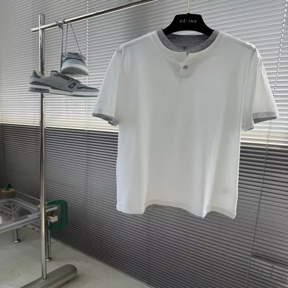 브루넬로쿠치넬리 레이어드 라운드 반팔 티셔츠