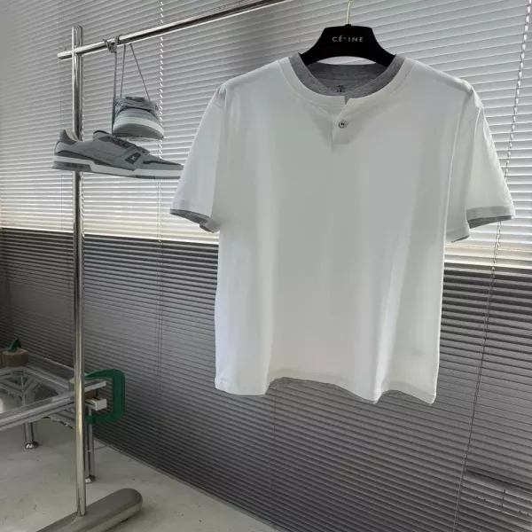브루넬로쿠치넬리 레이어드 라운드 반팔 티셔츠
