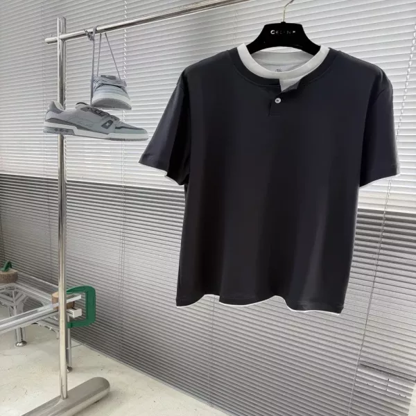 브루넬로쿠치넬리 레이어드 라운드넥 반소매 티셔츠