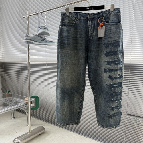 발렌시아가 고딕 패치 장식 워싱 데님 팬츠