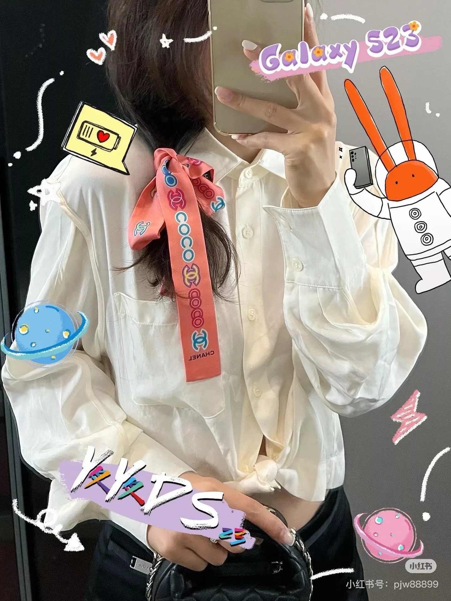 샤넬 실크 리본 스카프 상세 이미지 2