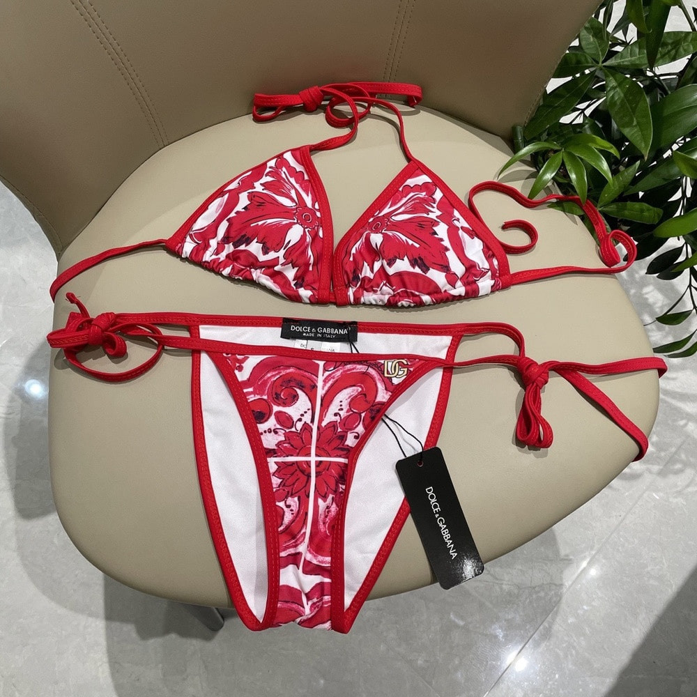 돌체앤가바나 레터링 프린트 비키니 수영복