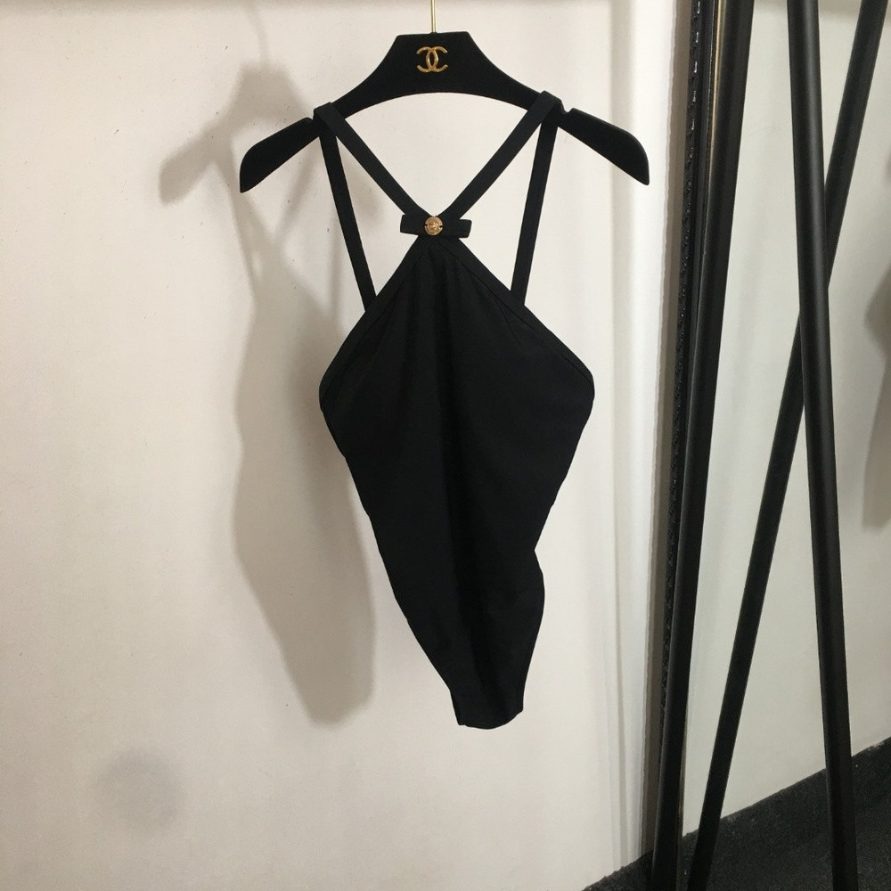 베르사체 메두사 장식 리본 포인트 홀터 수영복