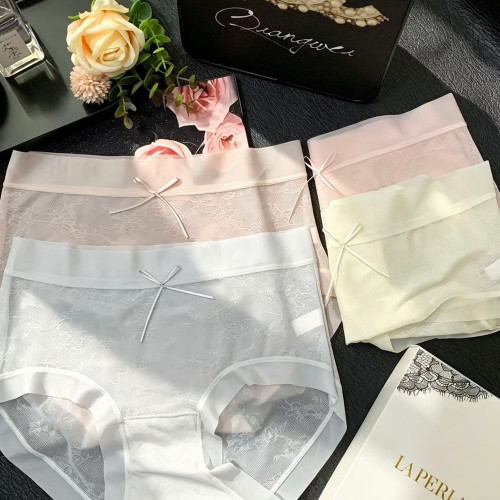 라펠라 레이스 메쉬 자카드 미디 팬티