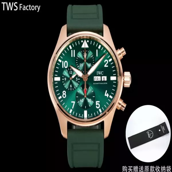 IWC샤프하우젠 파일럿 크로노그래프 그린 다이얼 시계