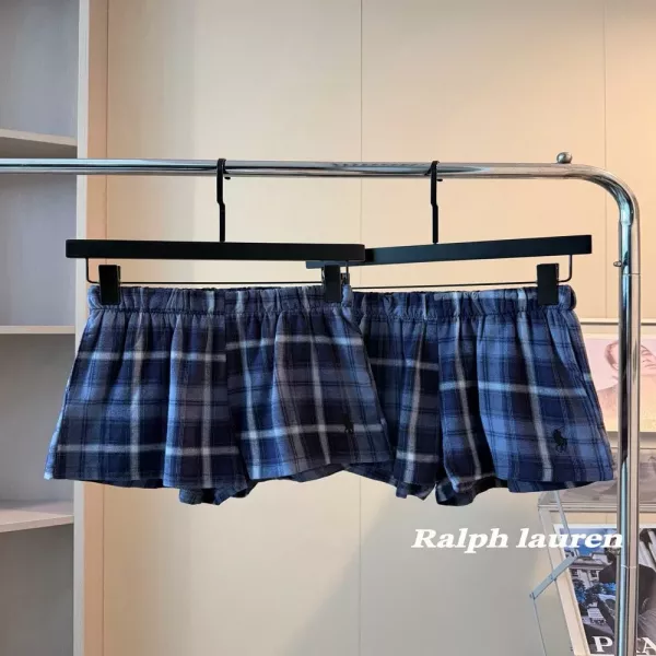 랄프로렌 블루 체크 포니 자수 쇼츠