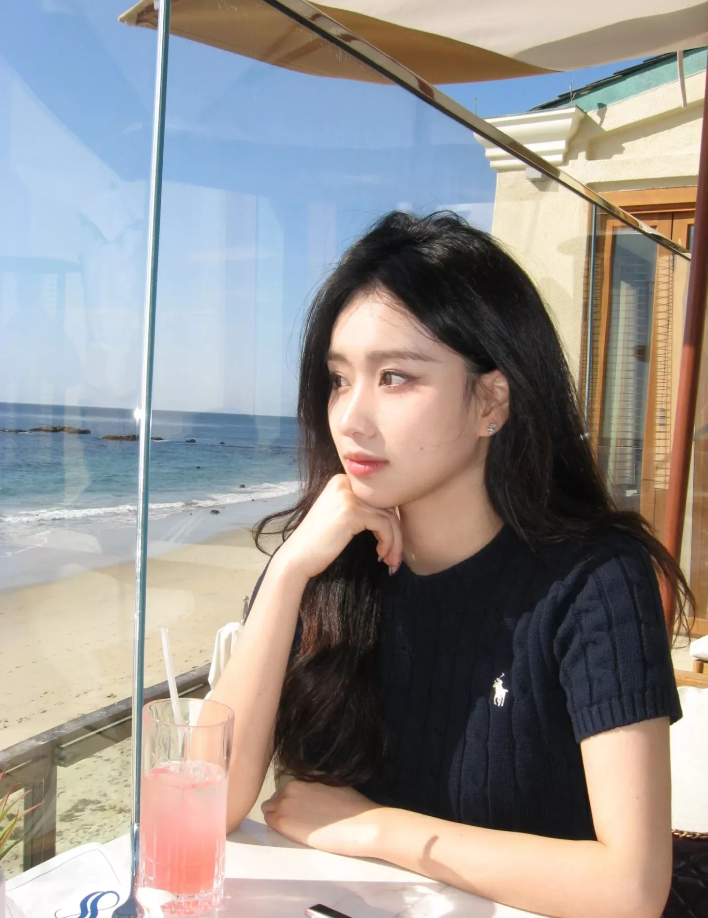 랄프로렌 케이블 니트 포니 자수 반소매 탑 상세 이미지 18