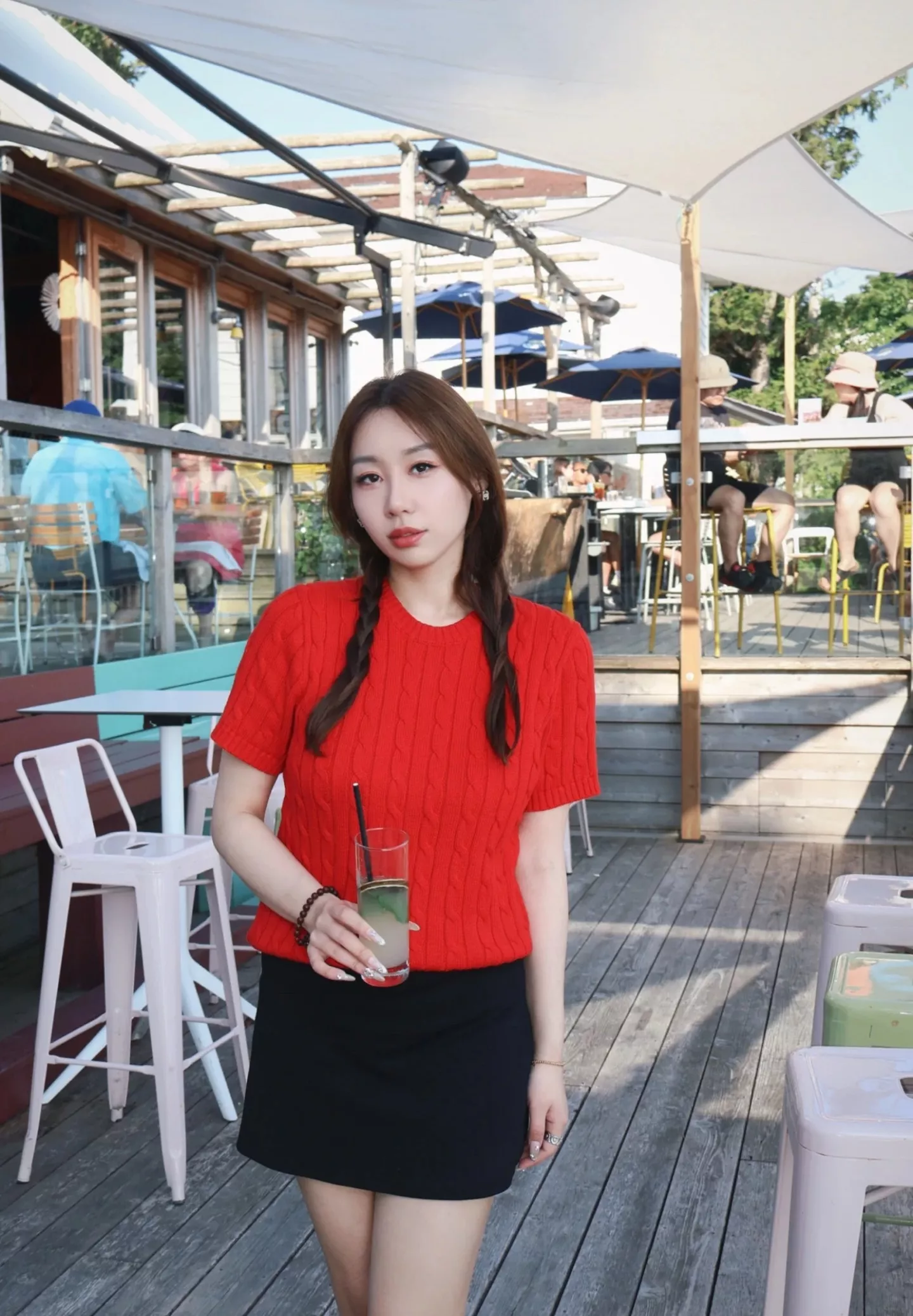 랄프로렌 케이블 니트 라운드 반소매 탑 상세 이미지 14