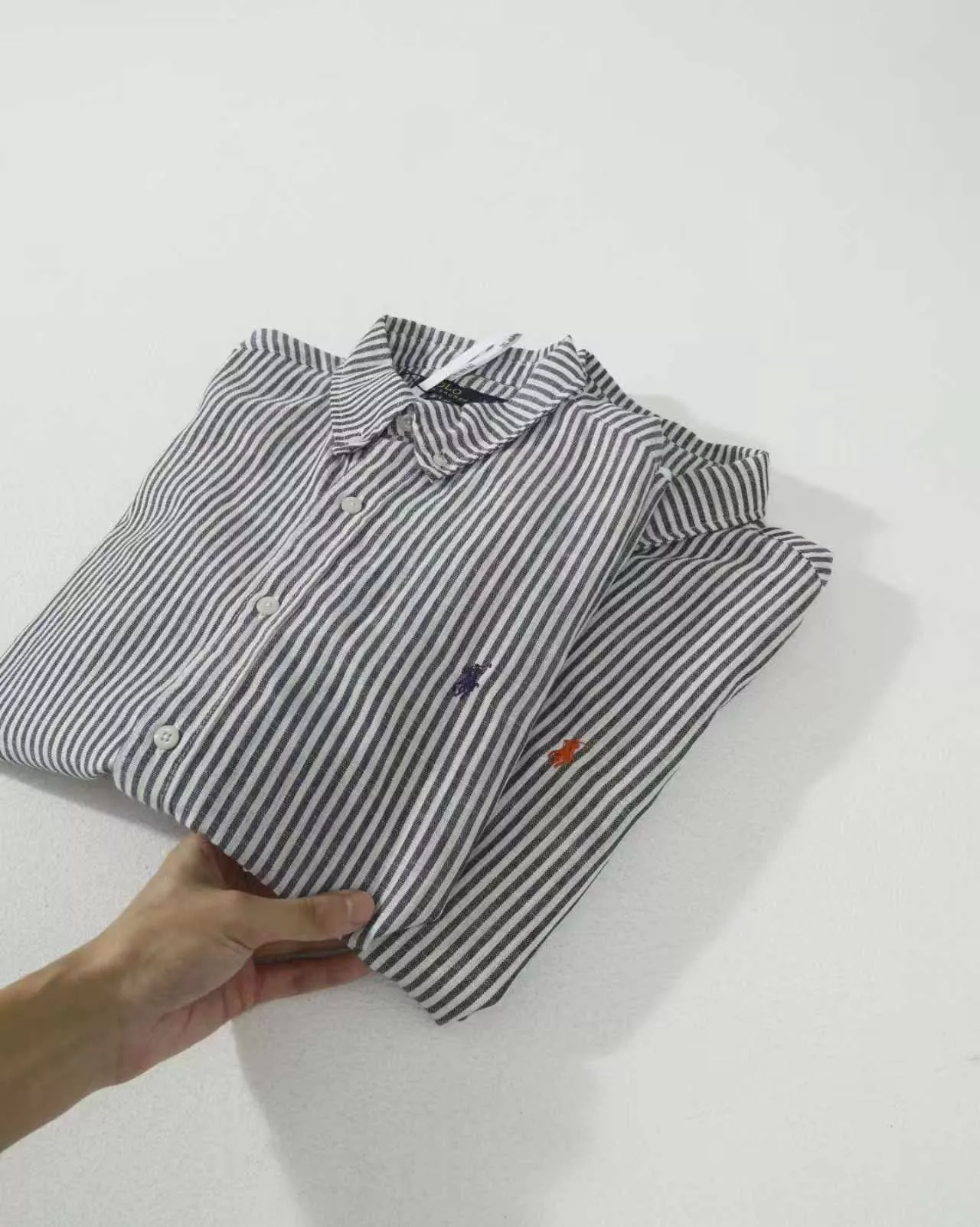 랄프로렌 자수 포인트 린넨 스트라이프 셔츠 상세 이미지 8