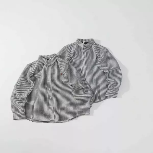 랄프로렌 자수 포인트 린넨 스트라이프 셔츠