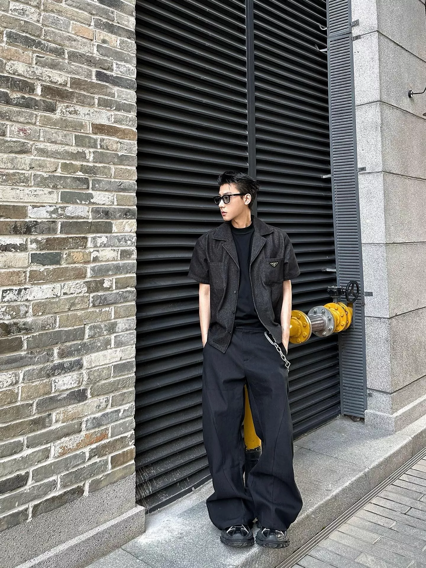 프라다 빈티지 워싱 쿠바 칼라 데님 셔츠 상세 이미지 23