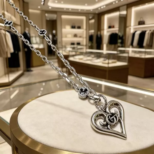 구찌 더블지 빈티지 실버 체인 목걸이