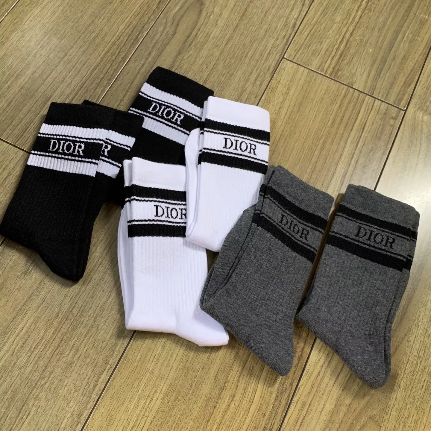 디올 레터링 코튼 중목 양말 세트 상세 이미지 3