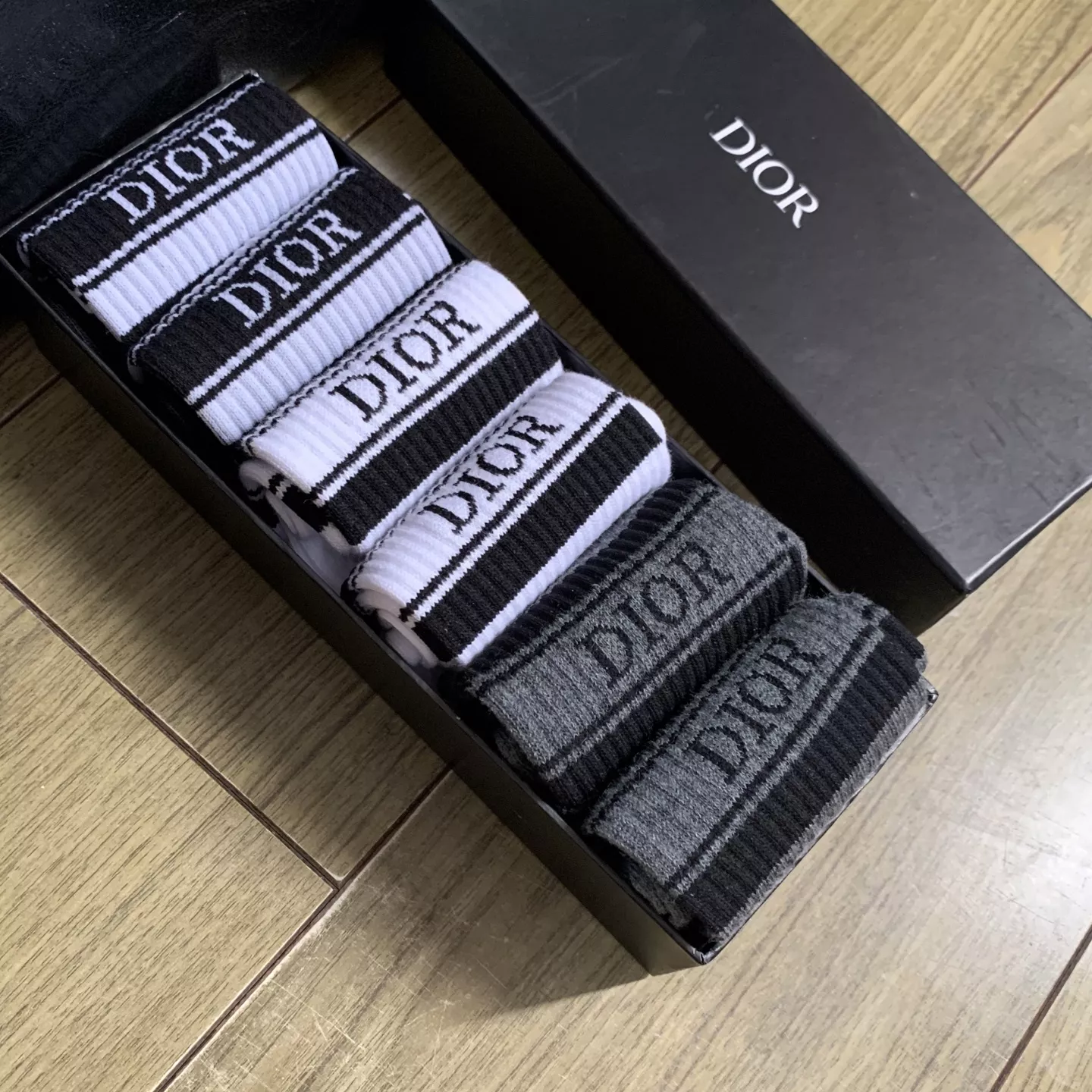 디올 레터링 코튼 중목 양말 세트 상세 이미지 2