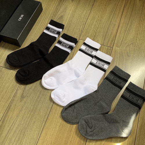 디올 레터링 코튼 중목 양말 세트