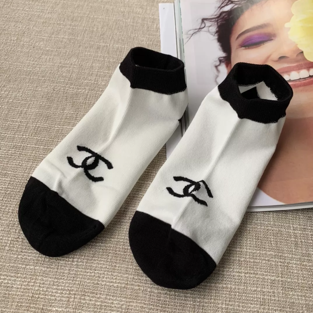 샤넬 블랙 화이트 배색 코튼 덧신 양말 상세 이미지 6
