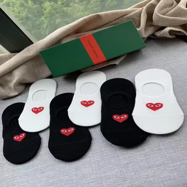 꼼데가르송 하트 패치 코튼 덧신 세트
