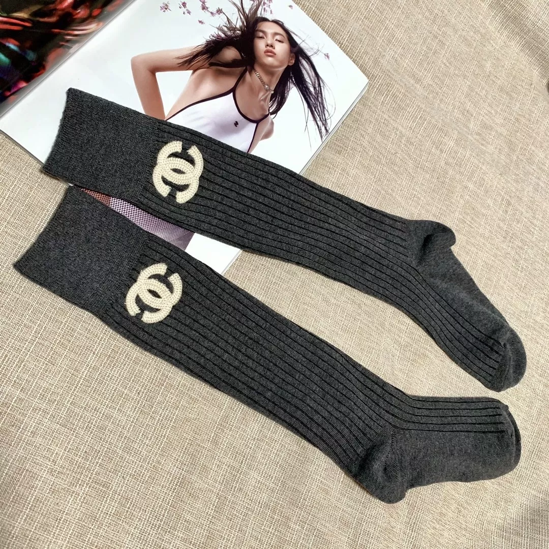 샤넬 더블 니들 세로 골지 코튼 니삭스 상세 이미지 3
