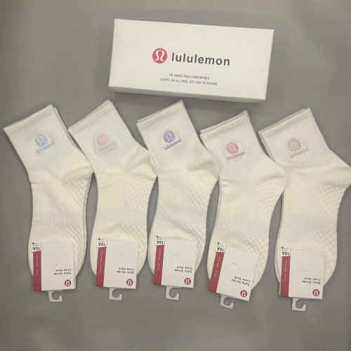 룰루레몬 컬러 로고 자수 요가 운동 숏삭스