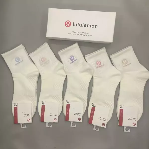 룰루레몬 컬러 로고 자수 요가 운동 숏삭스