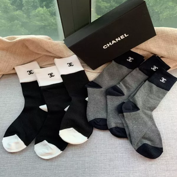 샤넬 순면 골지 중목 양말
