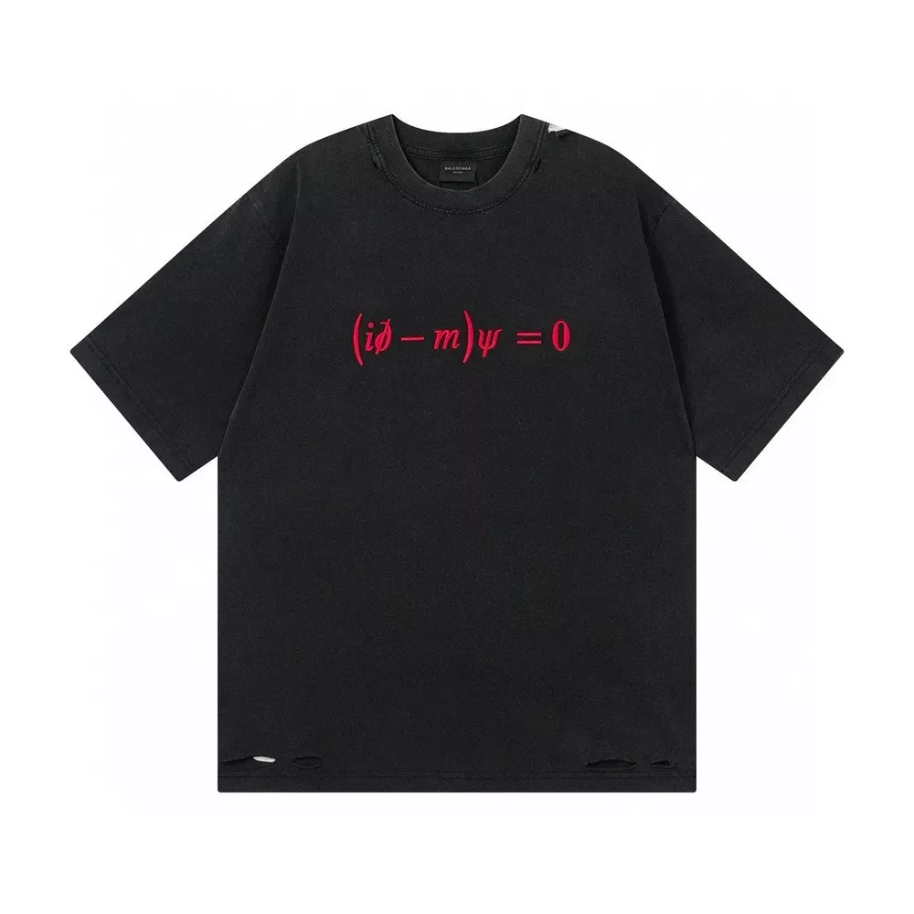 발렌시아가 디랙 이퀘이션 자수 워싱 티셔츠