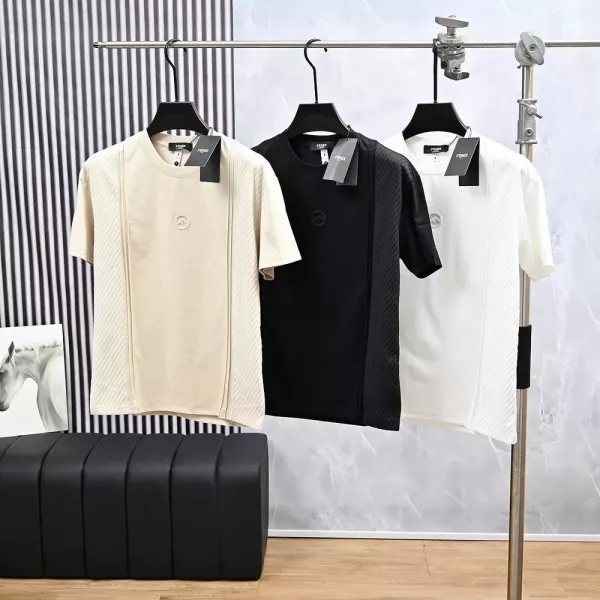 펜디 자수 로고 배색 라운드 반소매