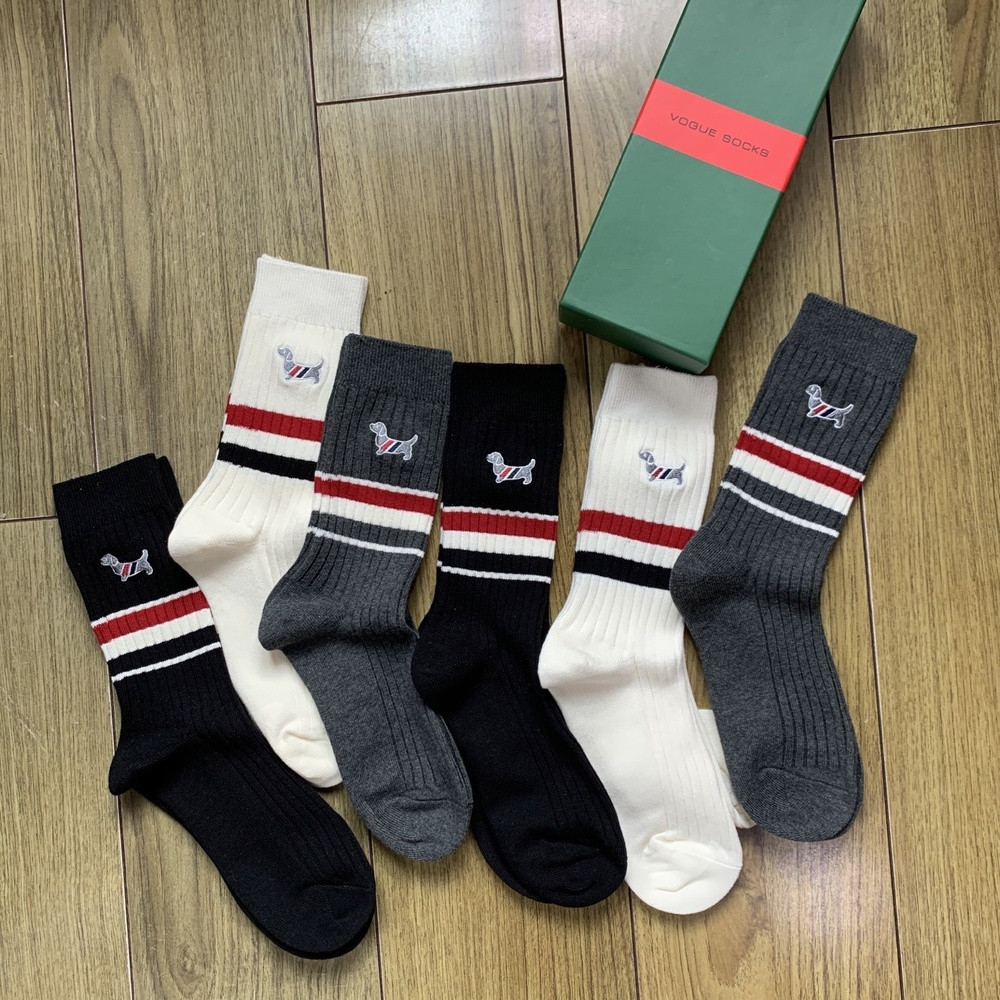 톰브라운 자수 강아지 순면 중목 삭스
