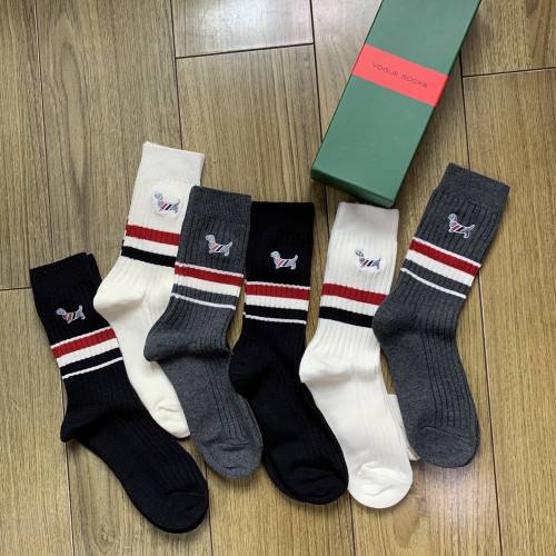 톰브라운 자수 강아지 순면 중목 삭스