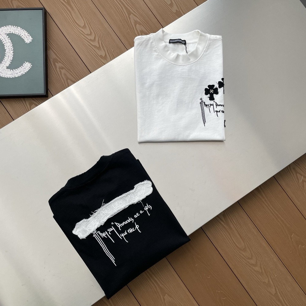 크롬하츠 크로스 자수 레터링 티셔츠