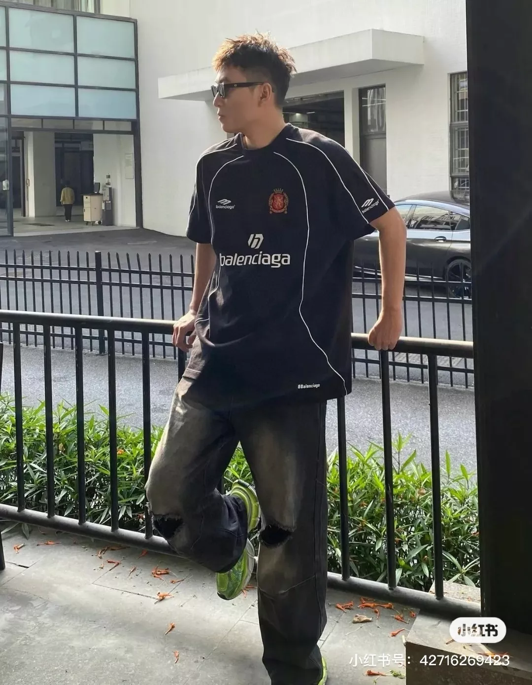 발렌시아가 축구 유니폼 스타일 로고 반소매 티셔츠 상세 이미지 20