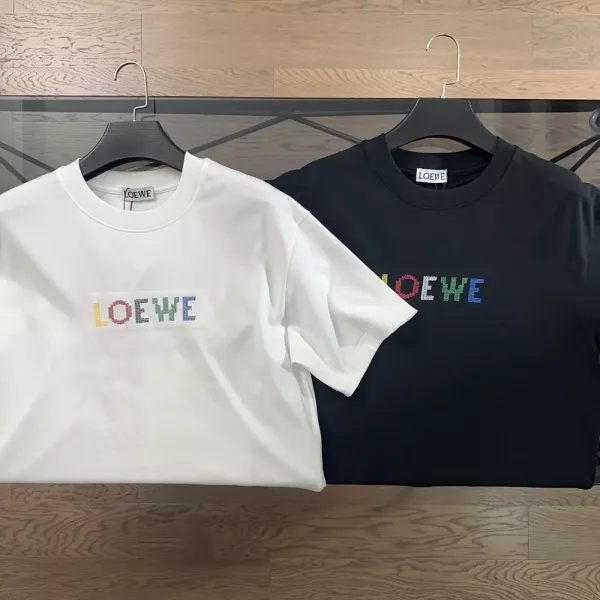 로에베 레터링 자수 로고 반소매 티셔츠