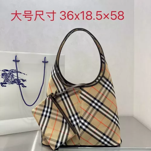 버버리 체크 패턴 대형 숄더 토트백