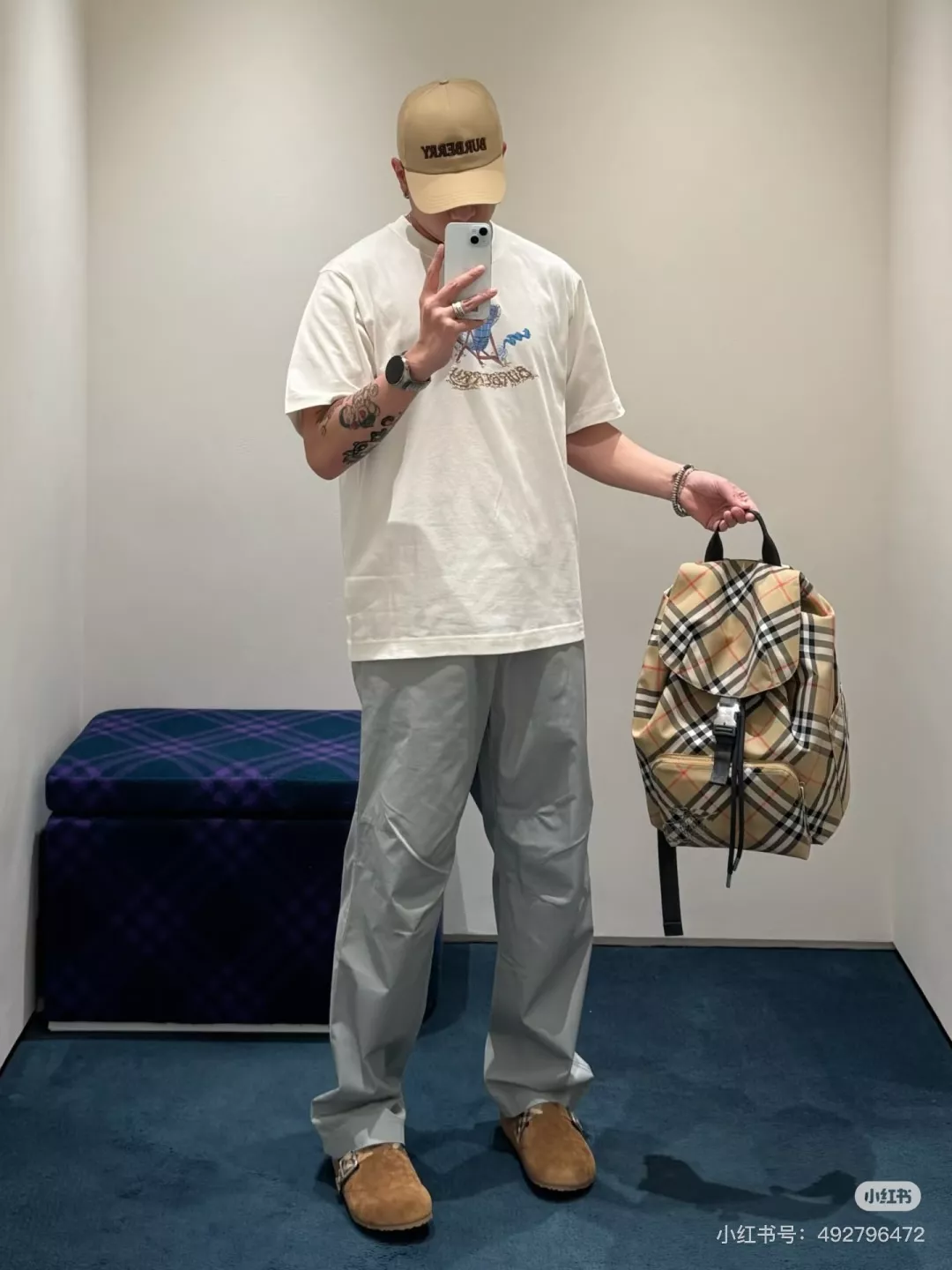 버버리 체크 패턴 더블 포켓 백팩 상세 이미지 35