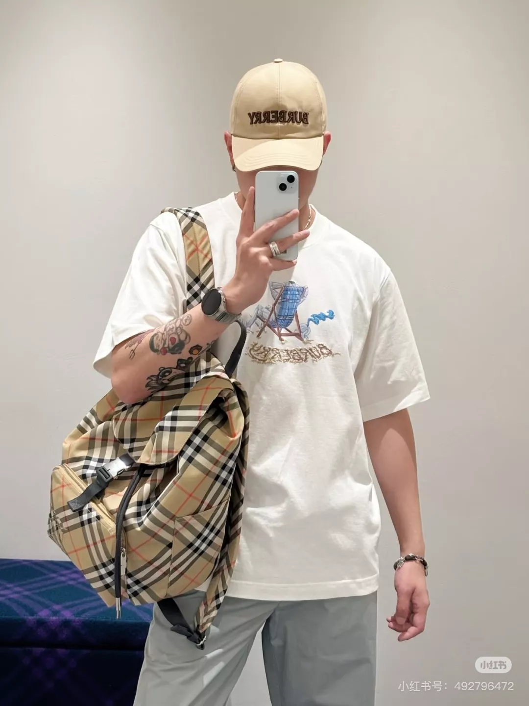 버버리 체크 패턴 더블 포켓 백팩 상세 이미지 34