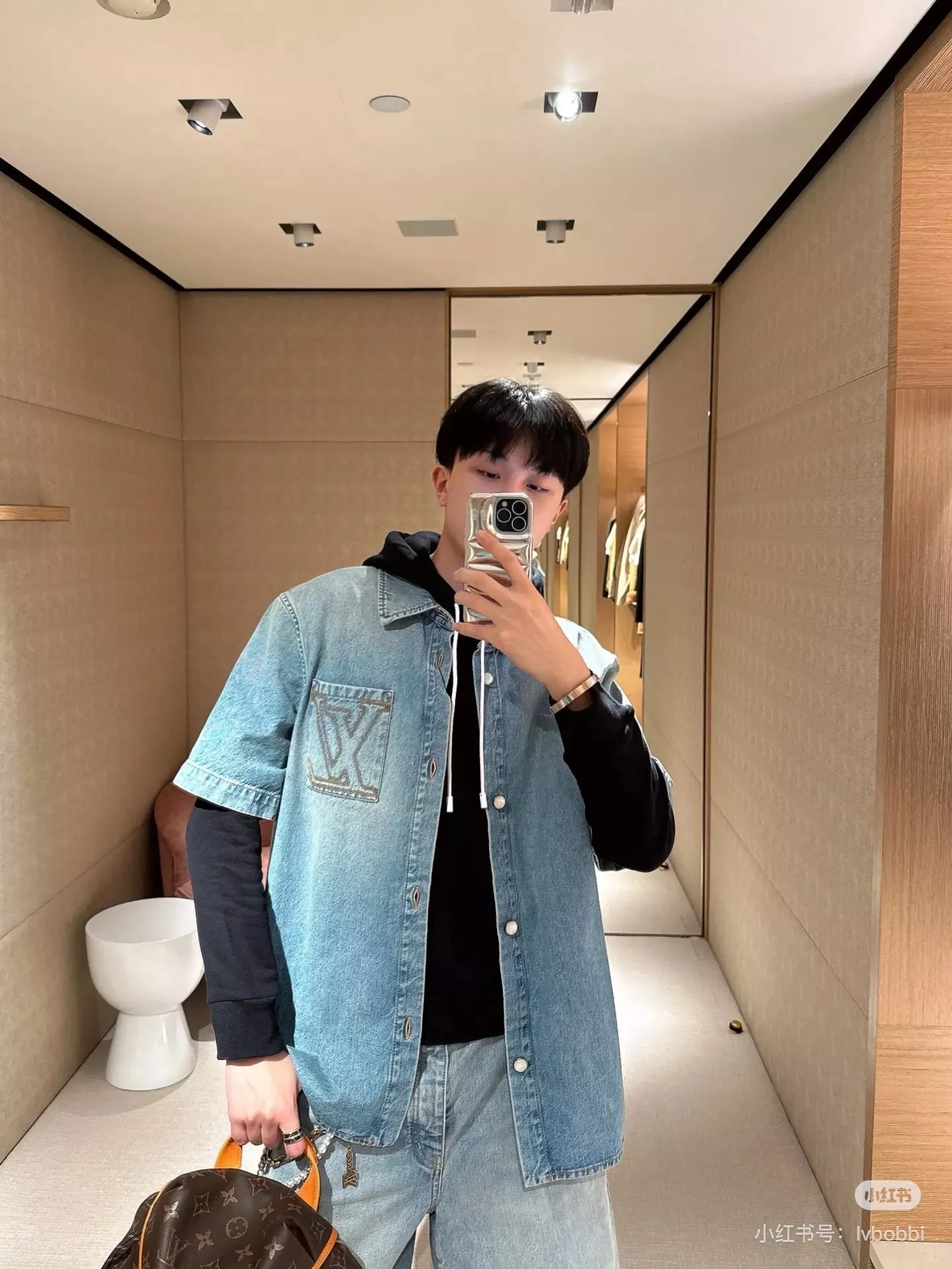 루이비통 워싱 데님 반소매 셔츠 상세 이미지 21