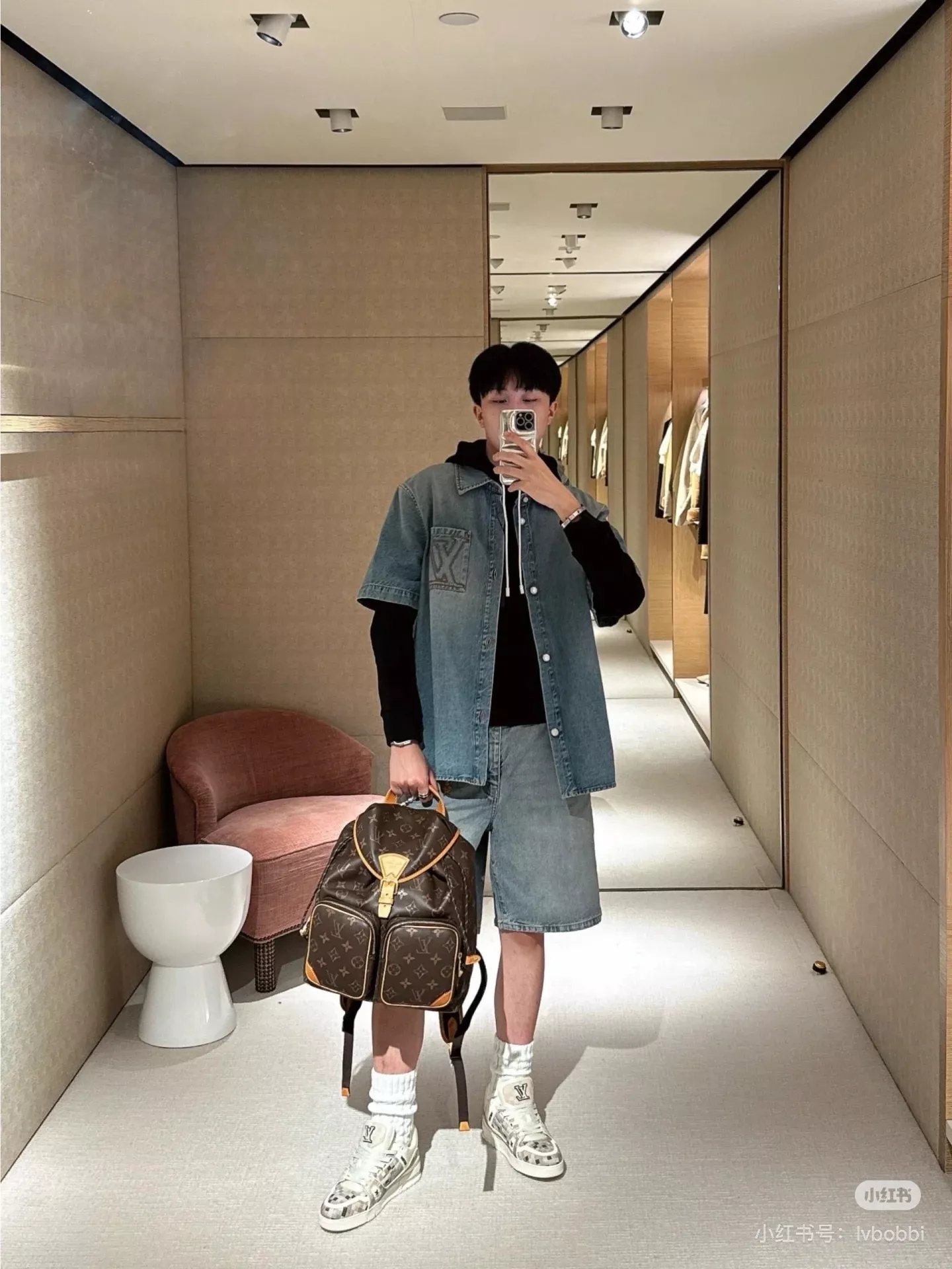 루이비통 워싱 데님 반소매 셔츠 상세 이미지 22